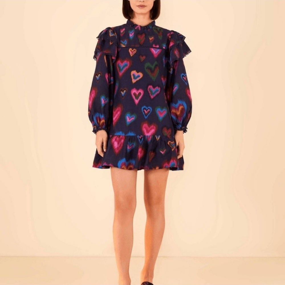 FARM Rio Multicolor Heart Print Mini Dress - Picture 8 of 13